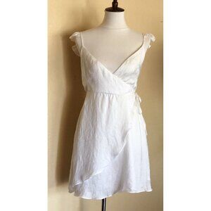 WYLDR Womens White Satin Half Moon Asymmetric Wrap Dress $78 Size S